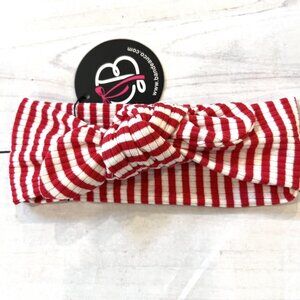 🆕NWT Bandeau Red & White Striped Ribbed Hairband